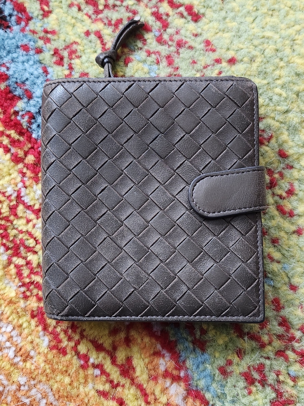 Dark Brown Gently used Bottega Veneta Intrecciato leather Wallet